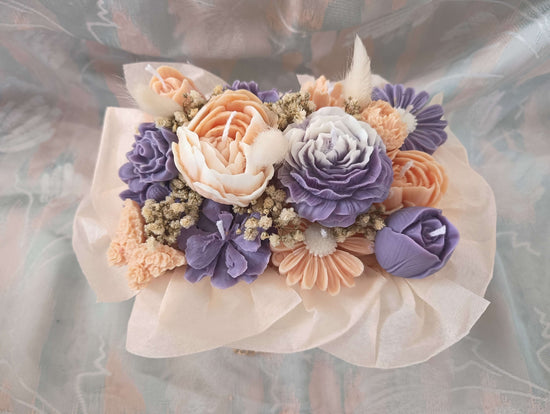 Ramo de velas artesanales en elegante bolsita con asa – 100% cera de soja