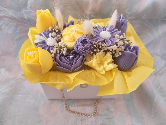 Ramo de velas artesanales en elegante bolsita con asa – 100% cera de soja