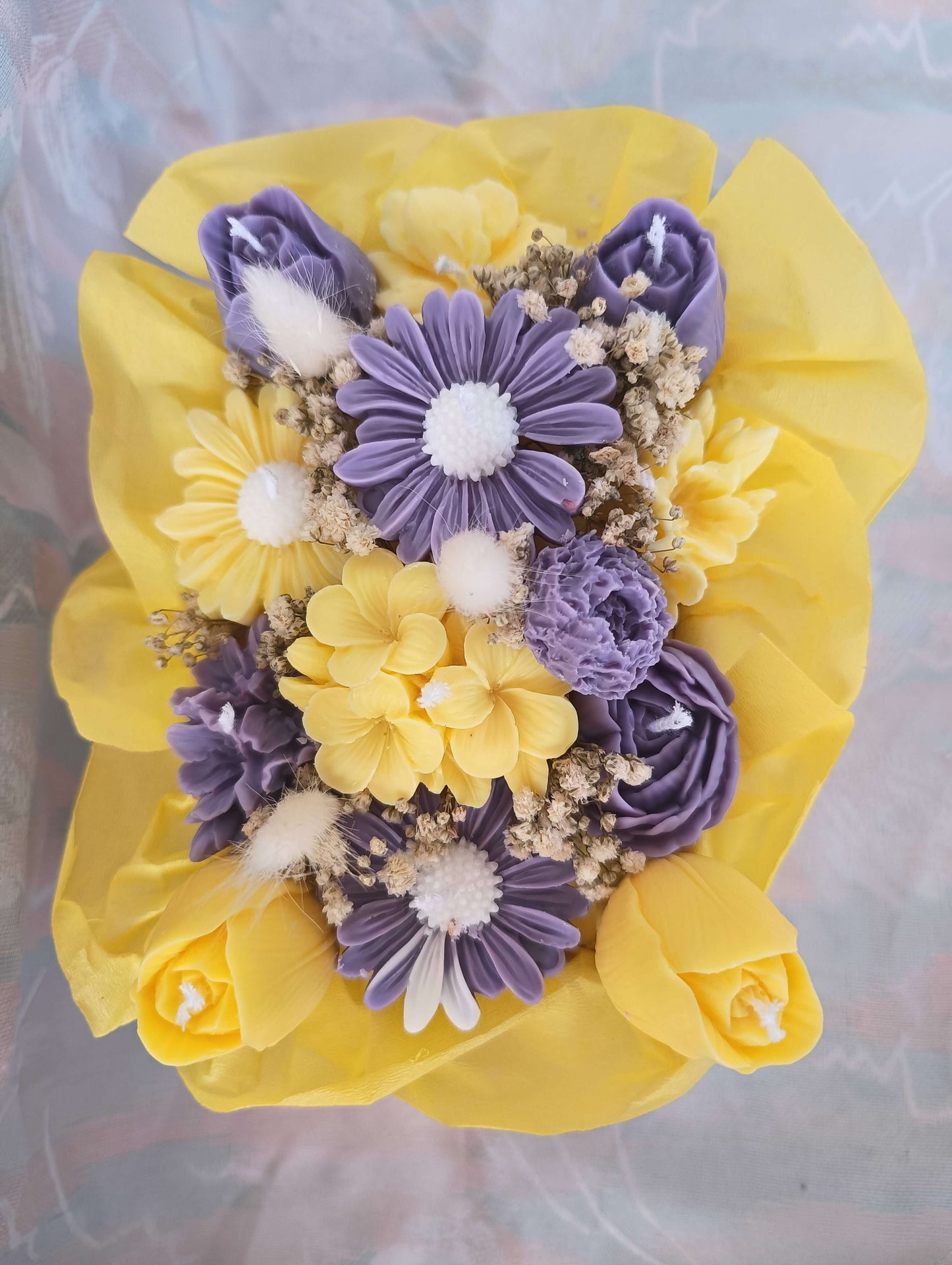 Ramo de velas artesanales en elegante bolsita con asa – 100% cera de soja