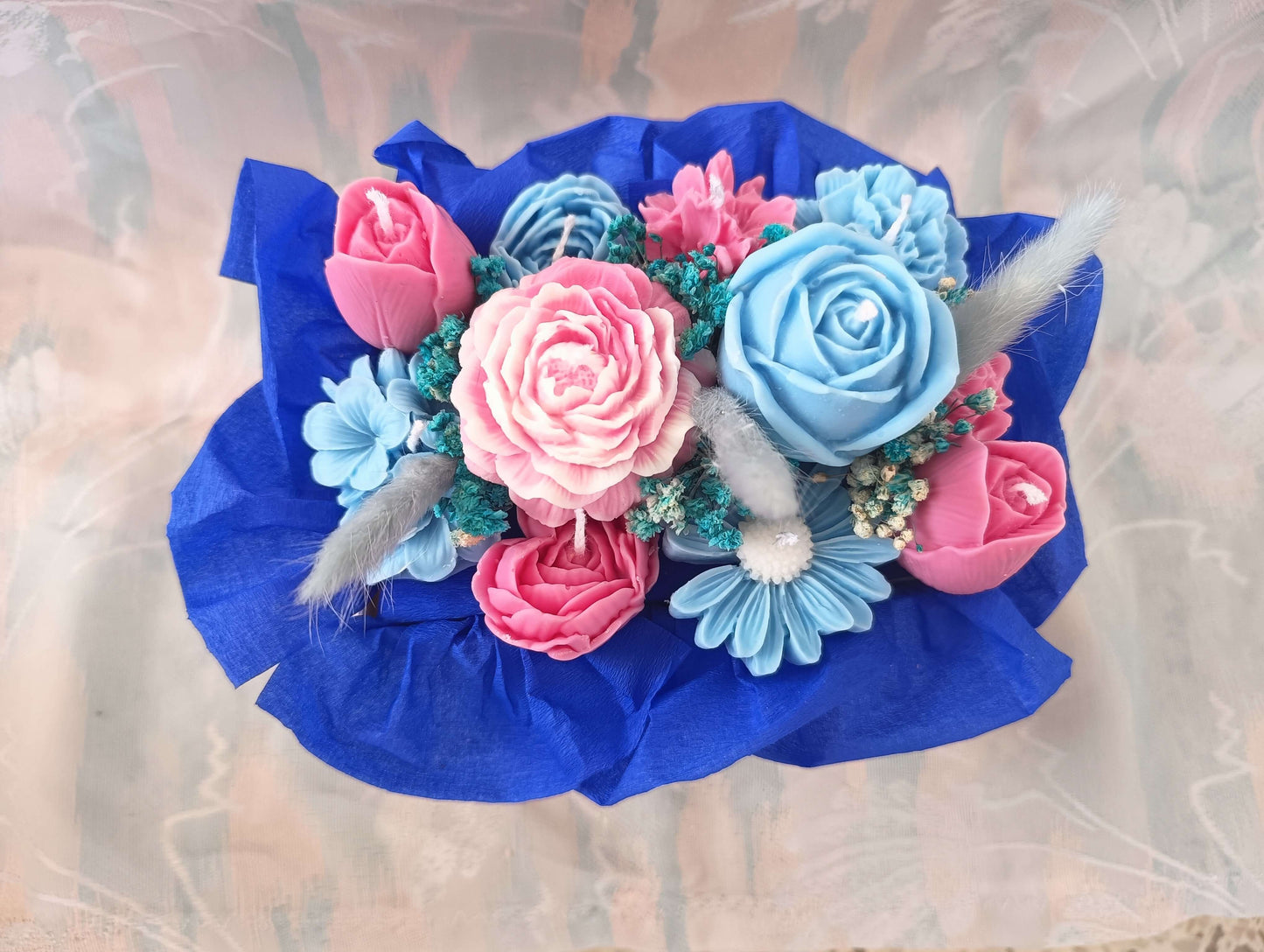 Ramo de velas artesanales en elegante bolsita con asa – 100% cera de soja