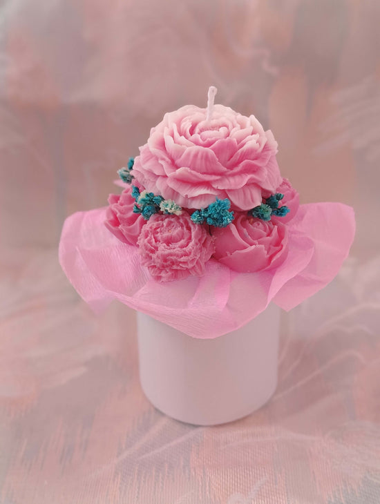 Ramo de velas artesanales en caja cilíndrica – 100% cera de soja