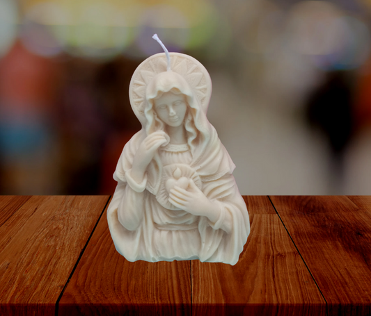 Vela artística de mujer con aureola – 100% cera de soja, hecha a mano