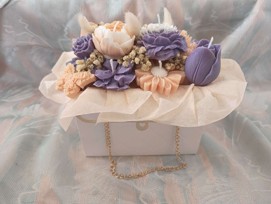 Ramo de velas artesanales en elegante bolsita con asa – 100% cera de soja