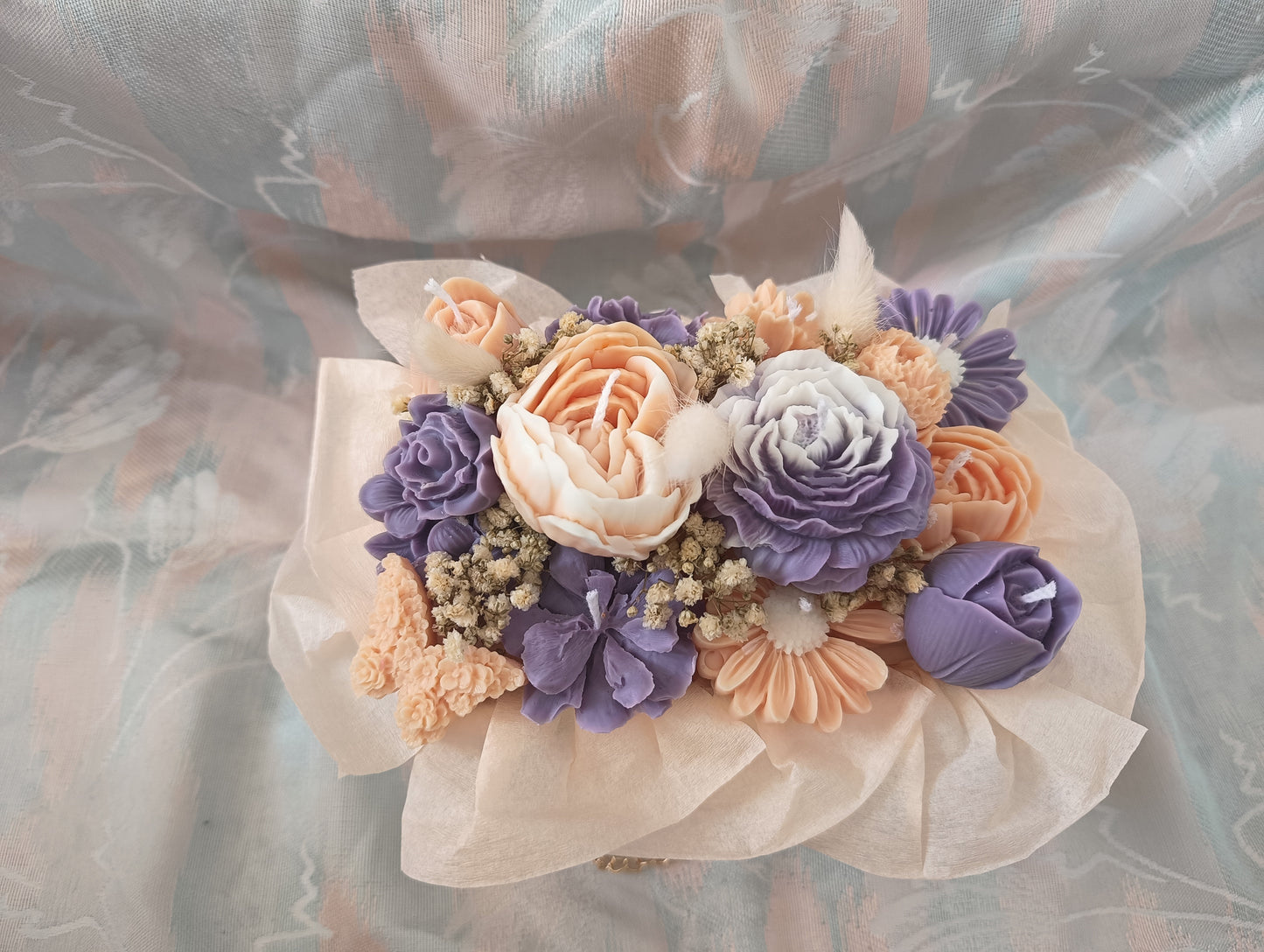 Ramo de velas artesanales en elegante bolsita con asa – 100% cera de soja