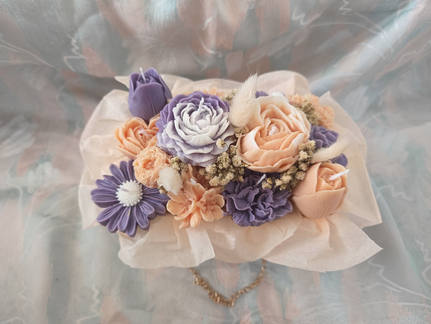 Ramo de velas artesanales en elegante bolsita con asa – 100% cera de soja