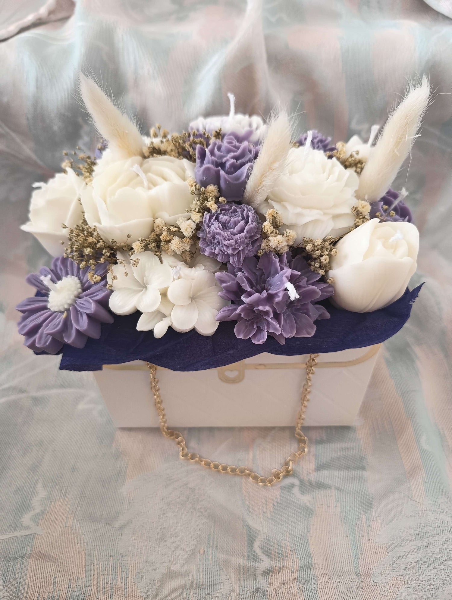 Ramo de velas artesanales en elegante bolsita con asa – 100% cera de soja