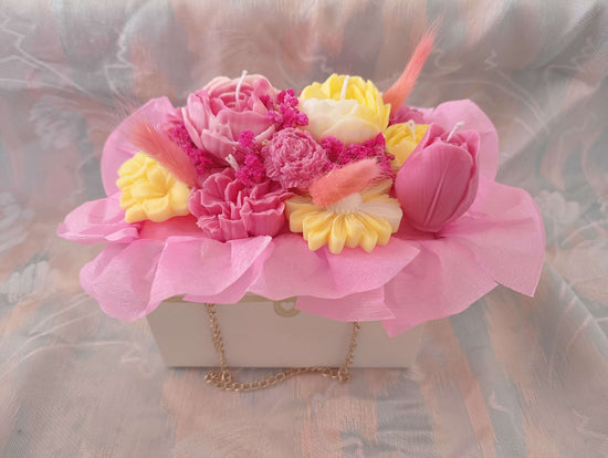 Ramo de velas artesanales en elegante bolsita con asa – 100% cera de soja