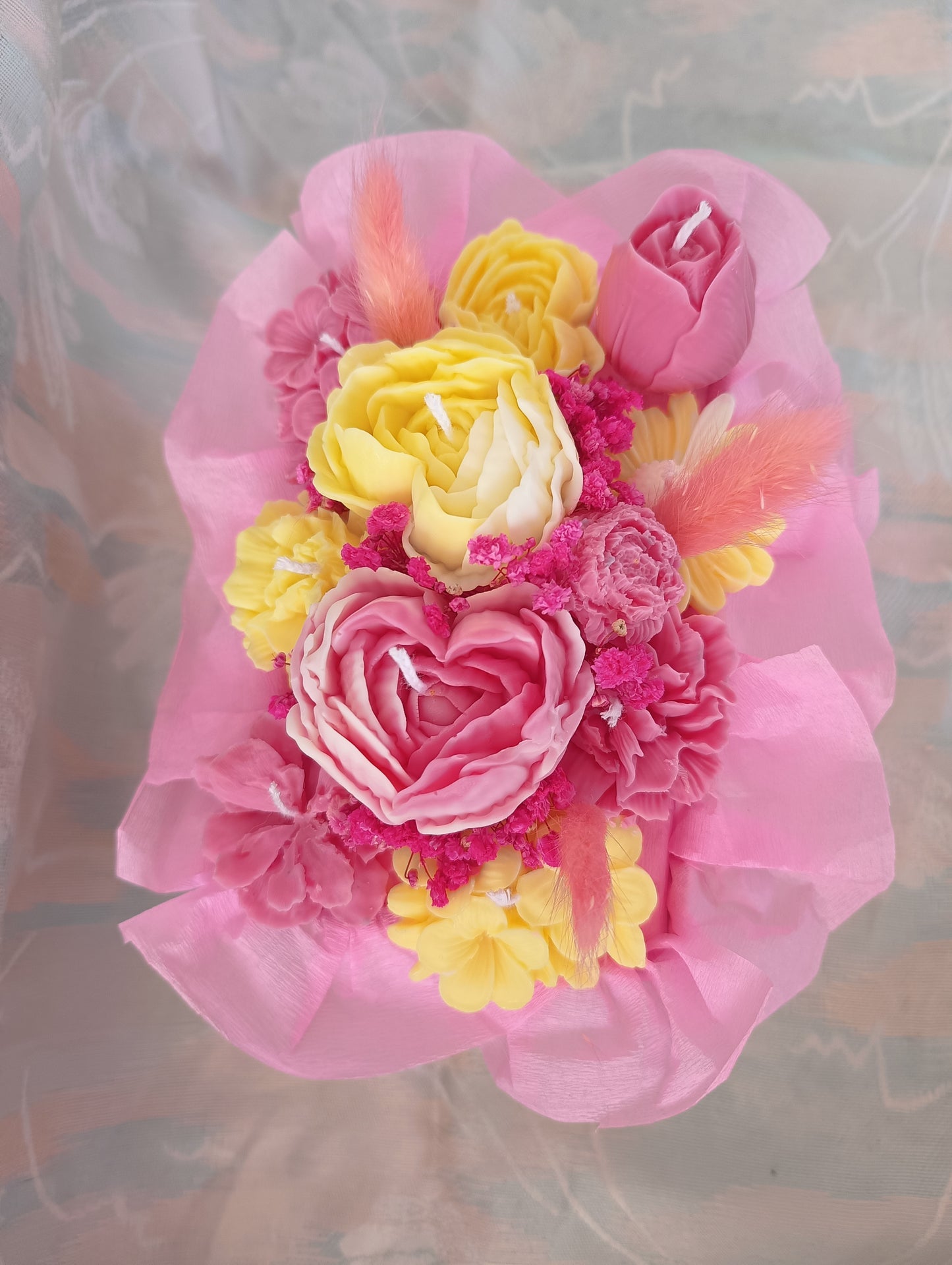 Ramo de velas artesanales en elegante bolsita con asa – 100% cera de soja