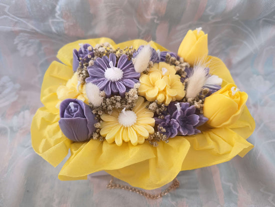 Ramo de velas artesanales en elegante bolsita con asa – 100% cera de soja