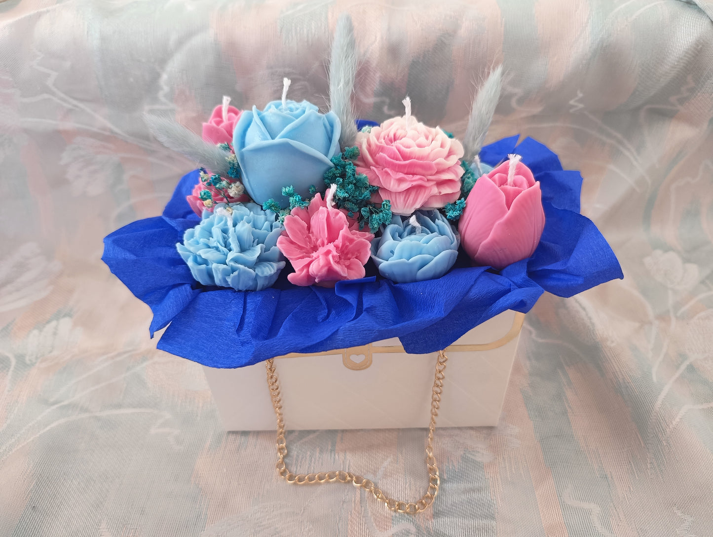 Ramo de velas artesanales en elegante bolsita con asa – 100% cera de soja