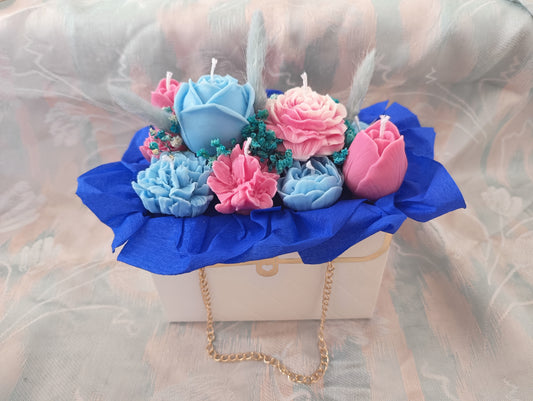 Ramo de velas artesanales en elegante bolsita con asa – 100% cera de soja