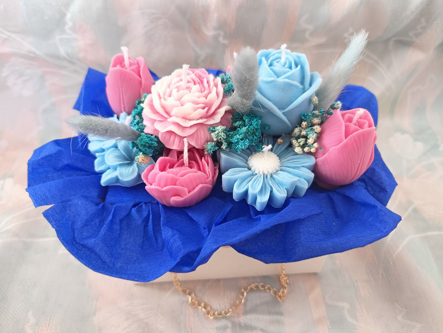 Ramo de velas artesanales en elegante bolsita con asa – 100% cera de soja