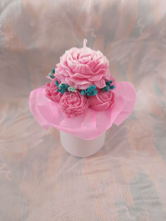 Ramo de velas artesanales en caja cilíndrica – 100% cera de soja