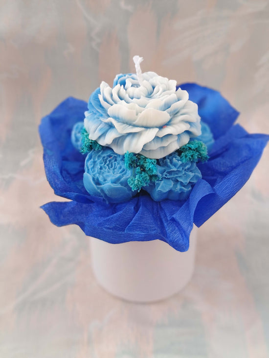 Ramo de velas artesanales en caja cilíndrica – 100% cera de soja