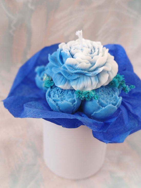 Ramo de velas artesanales en caja cilíndrica – 100% cera de soja