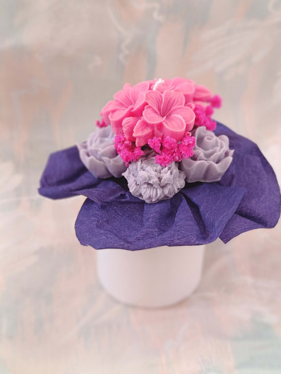 Ramo de velas artesanales en caja cilíndrica – 100% cera de soja