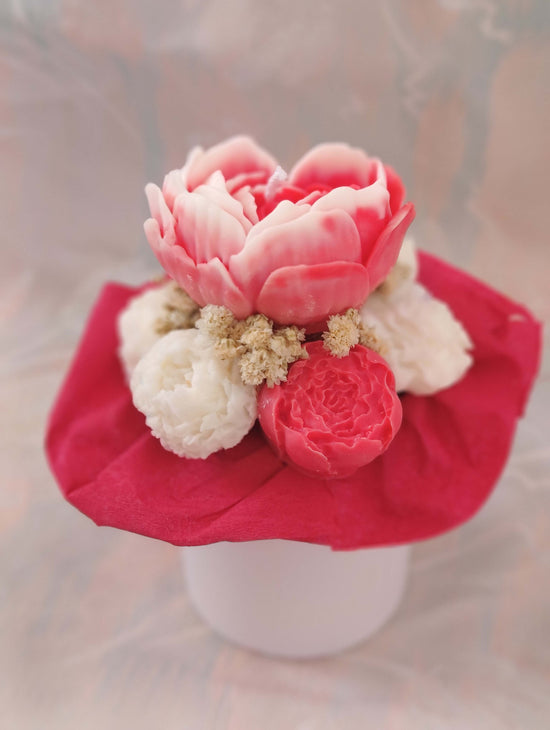 Ramo de velas artesanales en caja cilíndrica – 100% cera de soja