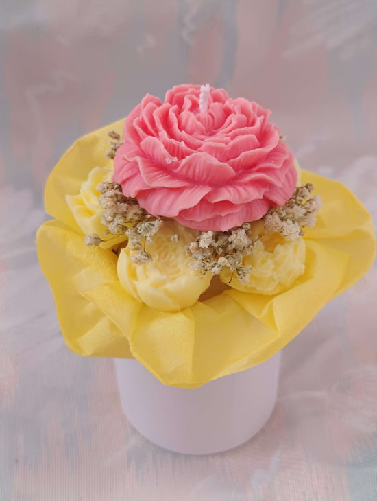 Ramo de velas artesanales en caja cilíndrica – 100% cera de soja