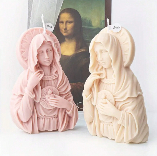 Vela artística de mujer con aureola – 100% cera de soja, hecha a mano