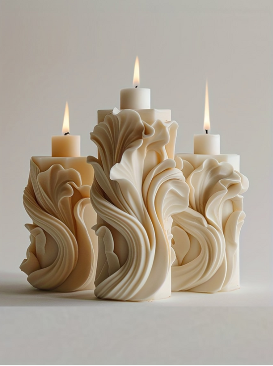 Vela artística en forma de llamas – 100% cera de soja, hecha a mano