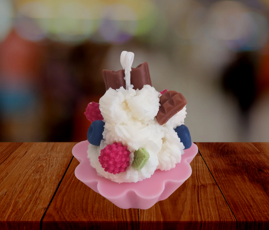 Vela en forma de cupcake – 100% cera de soja, hecha a mano - Rosa