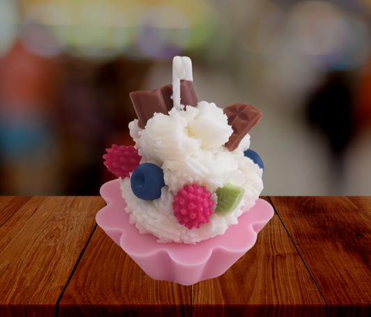 Vela en forma de cupcake – 100% cera de soja, hecha a mano - Rosa